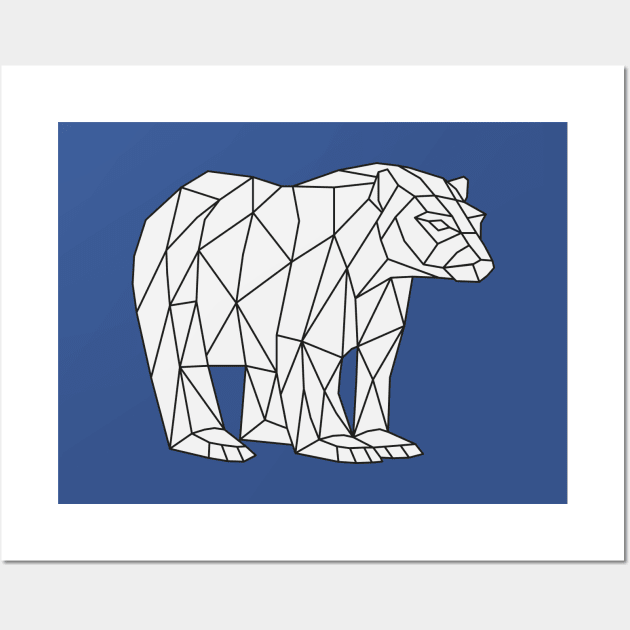 Low Poly Bear Outline on white Wall Art by shaldesign